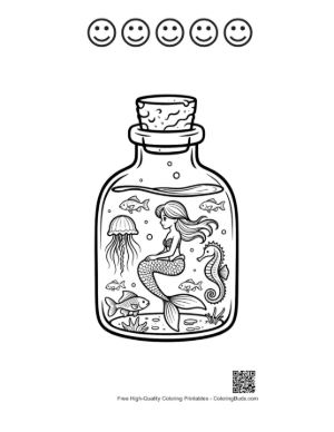 Thumbnail: Mermaid Princess Printable and 5 Happy Face Outline