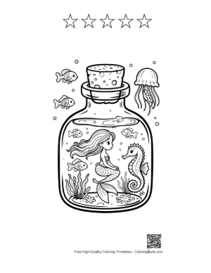 Thumbnail: Mermaid Princess Printable and 5 Star Outline