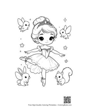 Thumbnail: Adorable Ballet Princess Performing with a Sweet Bunny Printable