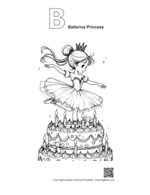 Thumbnail: Ballerina Princess Coloring Sheet Printable Outline Alphabet B Ballerina Princess