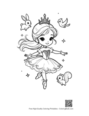 Thumbnail: Ballerina Princess to Color Printable
