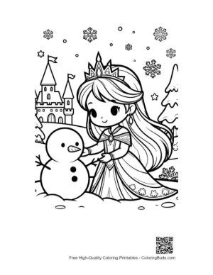 Thumbnail: Beautiful Ice Princess Building a Cute Snowman in the Snow Printable