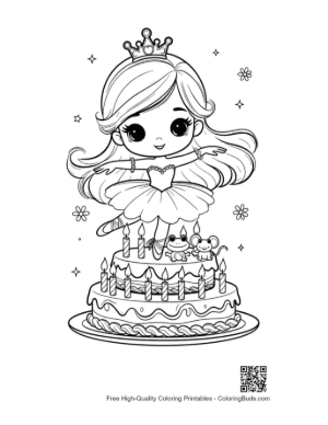 Thumbnail: Birthday Girl Ballerina Princess Dancing on a Festive Cake Printable