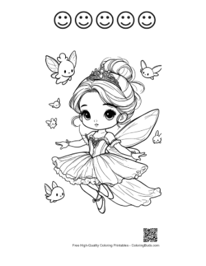 Thumbnail: Cute Ballerina Princess Printable and 5 Happy Face Outline