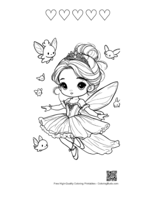 Thumbnail: Cute Ballerina Princess Printable and 5 Heart Outline