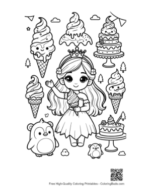 Thumbnail: Cute Ice Princess Coloring Sheet Printable