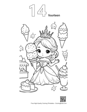 Thumbnail: Cute Ice Princess Enjoying Ice Cream Treats in a Winter Shop Printable Outline Number 14