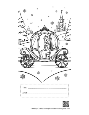 Thumbnail: Cute Ice Princess Riding in a Magical Winter Pumpkin Carriage Printable with Title and Artist Box