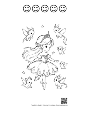 Thumbnail: Download Ballerina Princess Printable and 5 Happy Face Outline