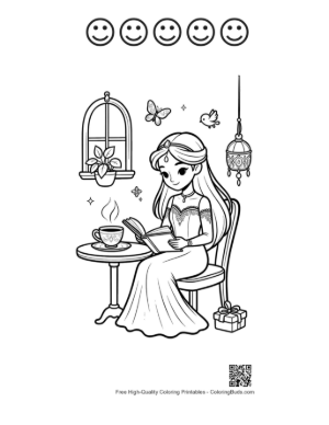 Thumbnail: Download Ice Princess to Color Printable and 5 Happy Face Outline