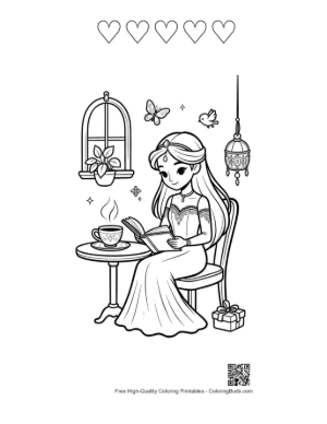 Thumbnail: Download Ice Princess to Color Printable and 5 Heart Outline
