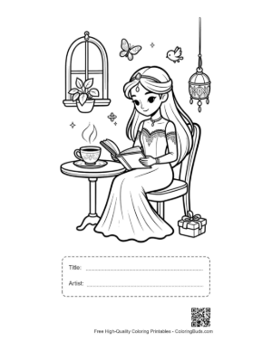 Thumbnail: Download Ice Princess to Color Printable with Title and Artist Box