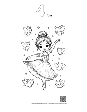 Thumbnail: Easy Ballerina Princess Printable Outline Number 4