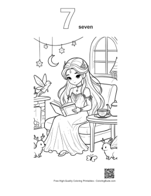 Thumbnail: Easy Ice Princess Printable Outline Number 7
