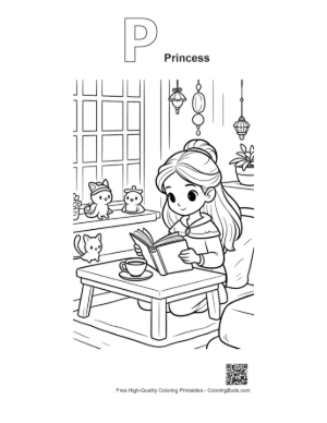 Thumbnail: Easy Ice Princess to Color Printable Outline Alphabet P Princess