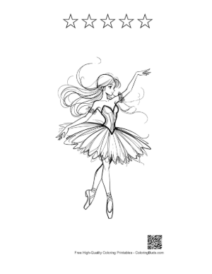 Thumbnail: Graceful Ballerina Princess in Tutu Printable and 5 Star Outline