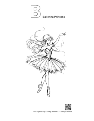Thumbnail: Graceful Ballerina Princess in Tutu Printable Outline Alphabet B Ballerina Princess