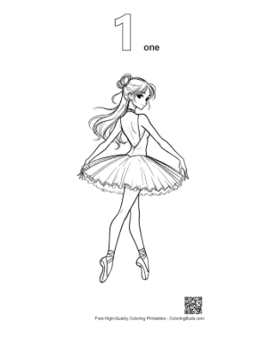 Thumbnail: Graceful Ballerina Princess in Tutu Printable Outline Number 1