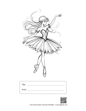 Thumbnail: Graceful Ballerina Princess in Tutu Printable with Title and Artist Box