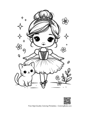 Thumbnail: Graceful Ballerina Princess Performing in a Spring Garden Printable