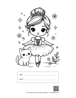 Thumbnail: Graceful Ballerina Princess Performing in a Spring Garden Printable with Title and Artist Box