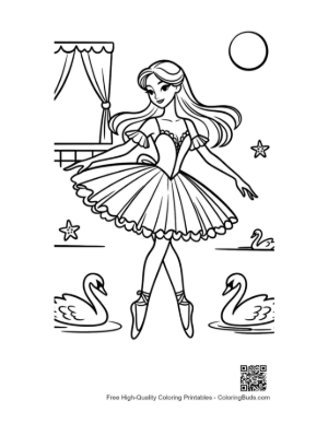 Thumbnail: Graceful Princess Ballerina Performing a Pose on Stage Printable