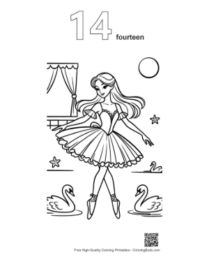 Thumbnail: Graceful Princess Ballerina Performing a Pose on Stage Printable Outline Number 14