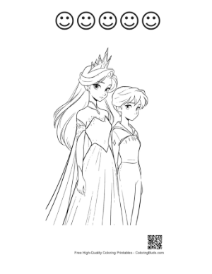 Thumbnail: Ice Princess and Young Royal Side by Side Printable and 5 Happy Face Outline