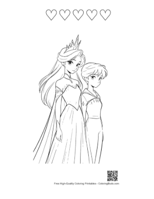 Thumbnail: Ice Princess and Young Royal Side by Side Printable and 5 Heart Outline