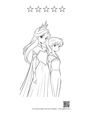 Thumbnail: Ice Princess and Young Royal Side by Side Printable and 5 Star Outline