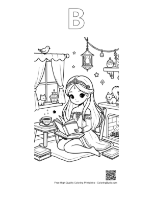 Thumbnail: Ice Princess Coloring Page Printable Outline Alphabet B