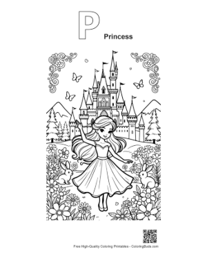 Thumbnail: Ice Princess Printable Outline Alphabet P Princess