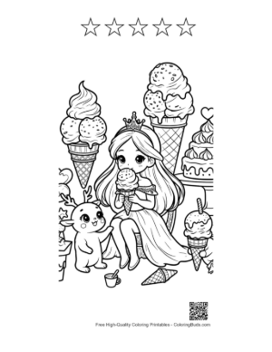 Thumbnail: Little Ice Princess with a Delicious Winter Themed Ice Cream Printable and 5 Star Outline