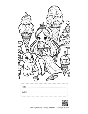 Thumbnail: Little Ice Princess with a Delicious Winter Themed Ice Cream Printable with Title and Artist Box