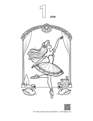 Thumbnail: Swan Lake Ballerina Princess Dancing Under a Magic Arch Printable Outline Number 1