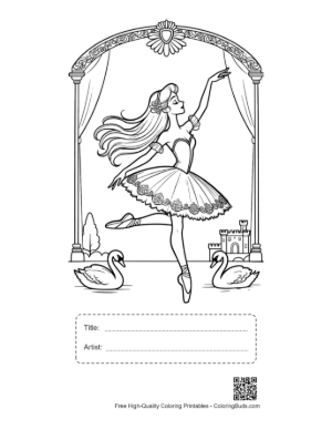 Thumbnail: Swan Lake Ballerina Princess Dancing Under a Magic Arch Printable with Title and Artist Box