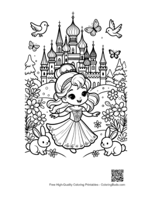 Thumbnail: Sweet Ice Princess Dancing in a Garden Filled with Snowflakes Printable