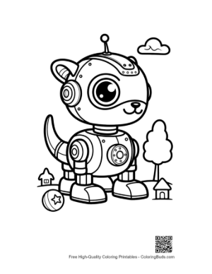 Thumbnail: Cute Mechanical Robot Cat Standing in a Futuristic City Park Printable