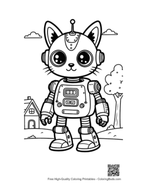 Thumbnail: Cute Retro Robot Coloring Page Printable