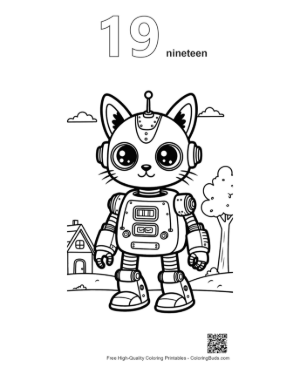Thumbnail: Cute Retro Robot Coloring Page Printable Outline Number 19