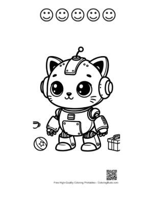 Thumbnail: Download Retro Robot Printable and 5 Happy Face Outline