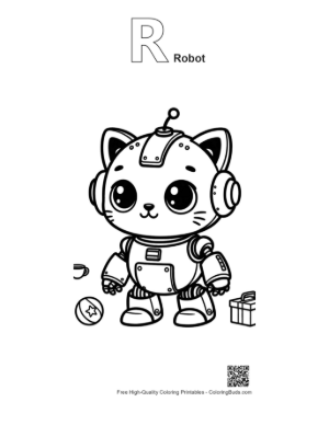 Thumbnail: Download Retro Robot Printable Outline Alphabet R Robot
