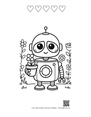 Thumbnail: Easy Retro Robot for Kids Printable and 5 Heart Outline