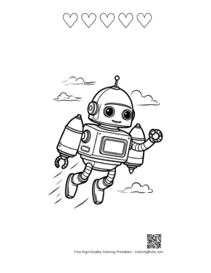Thumbnail: Easy Retro Robot for Kids Printable and 5 Heart Outline