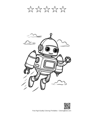 Thumbnail: Easy Retro Robot for Kids Printable and 5 Star Outline