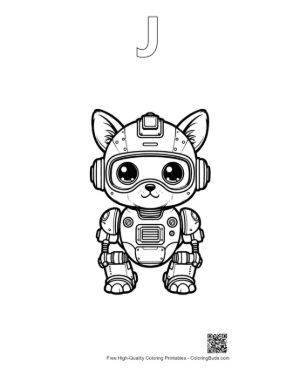 Thumbnail: Easy Retro Robot Printable Outline Alphabet J