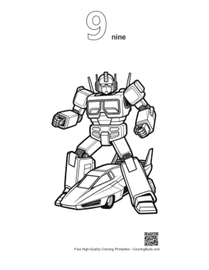Thumbnail: Mechanical Hero Robot Standing with High-Tech Armor Plating Printable Outline Number 9