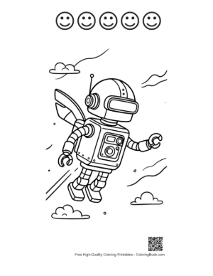 Thumbnail: Mechanical Space Robot Exploring the Atmosphere with Wing Thrusters Printable and 5 Happy Face Outline