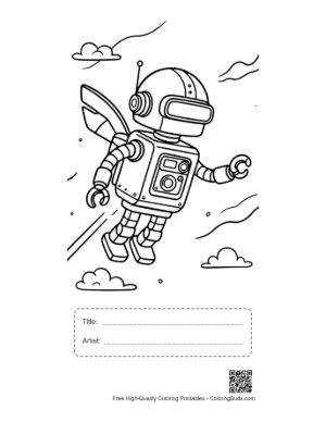 Thumbnail: Mechanical Space Robot Exploring the Atmosphere with Wing Thrusters Printable with Title and Artist Box