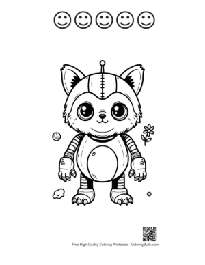 Thumbnail: Retro Robot for Kids Printable and 5 Happy Face Outline